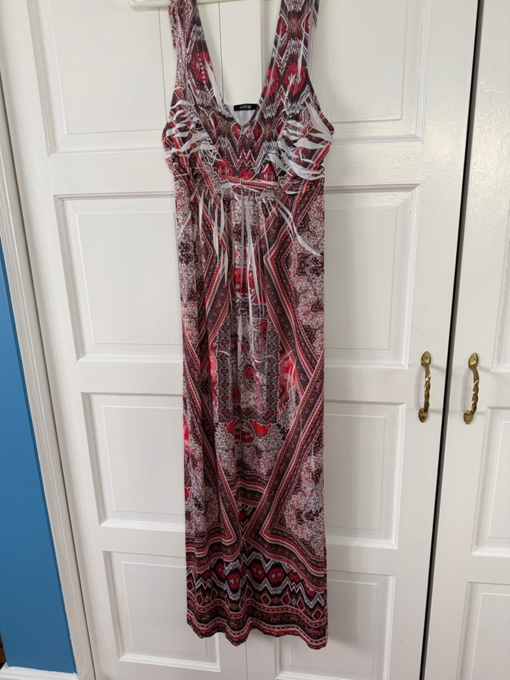 Apt. 9 Red and White Patterned Maxi Dress